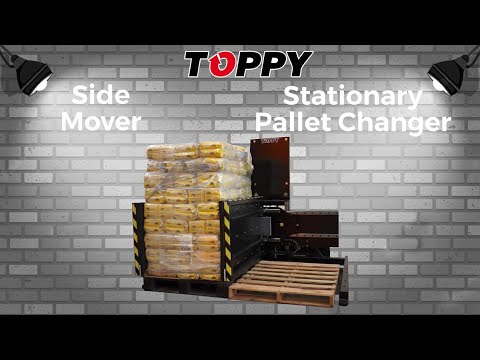 Stationary pallet changer &quot;Side Mover&quot; - GMA from wooden to plastic pallet