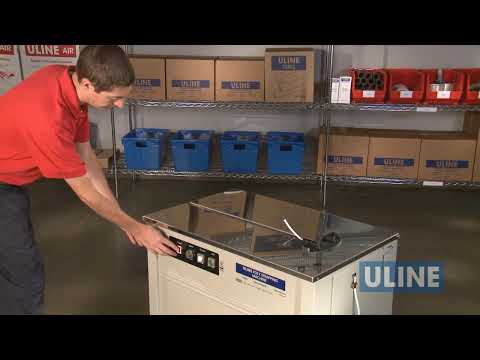 Uline H-2079 Semi-Automatic Poly Strapping Machine - Demonstration