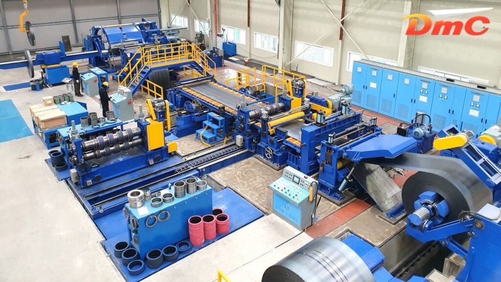 Revamp the title to exclude any numerical figures, brand names, or quotation marks: Coil Slitting Line with a capacity of 6.0 tonnes from DMCTECH, model W1550.